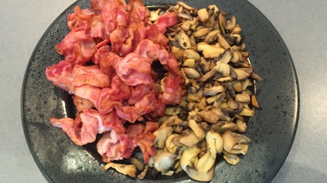 Bacon og champignon i actifry