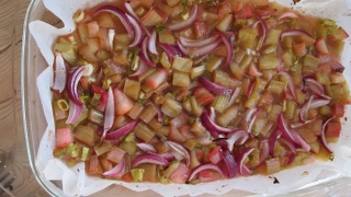 Tilbehør kød - bagte rabarber med chili